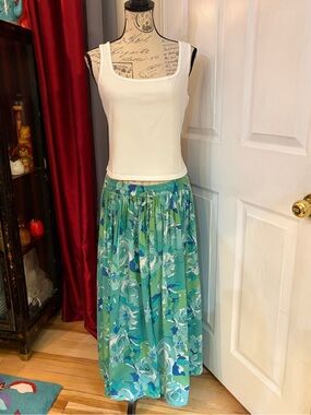 BLAIR Women's Teal Floral Maxi Skirt - Lightweight Summer Style